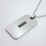 Steel Rectangle Pendant with Black CZs & Chain Steel Rectangle Pendant with Black CZs & Chain